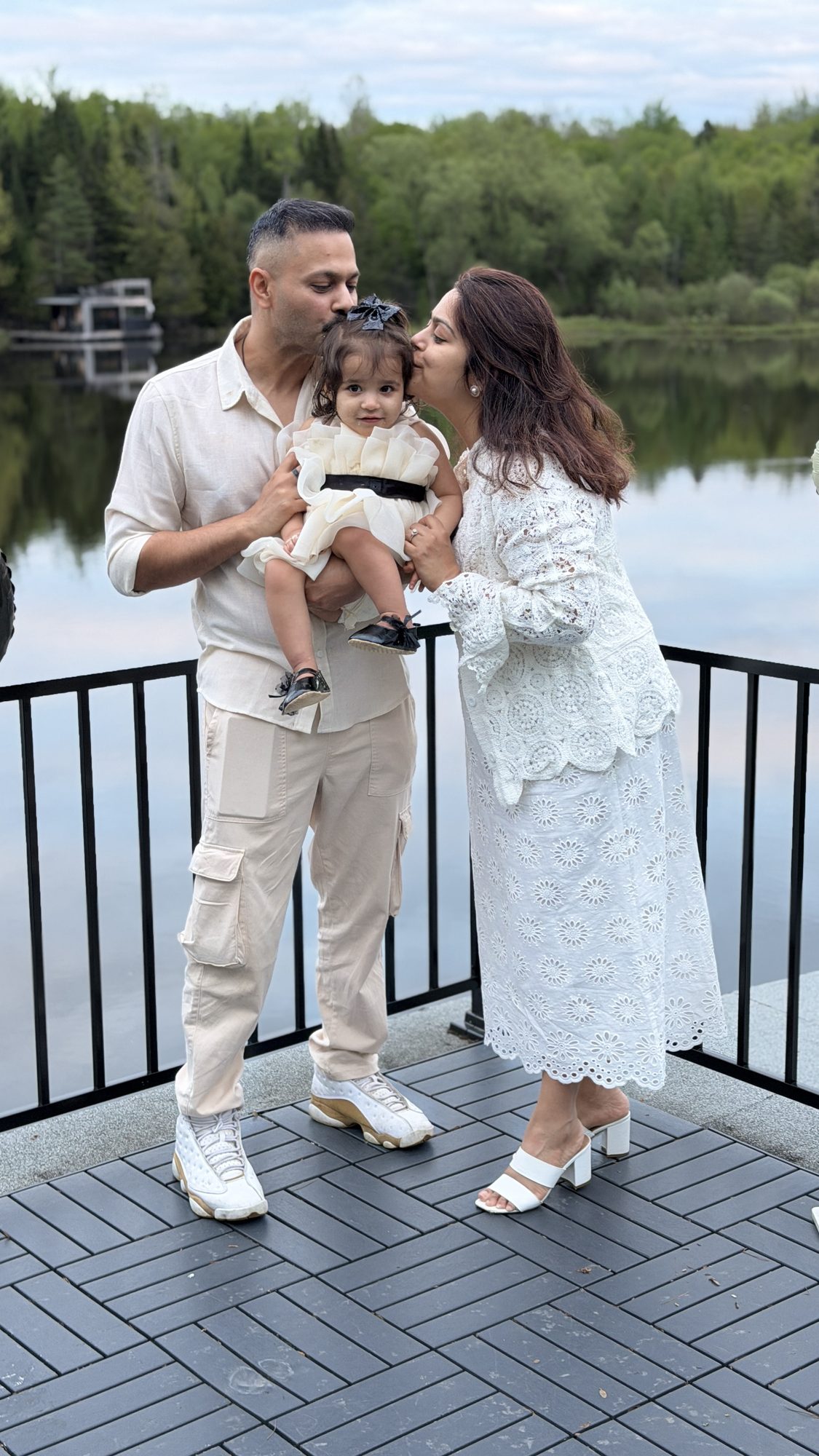 The Brown Kin family by a Canadian lake